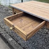 Old rustic farm table one drawer -1m20
