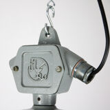 Vintage light blue enamel industrial factory pendant light from ElKo, 1960s