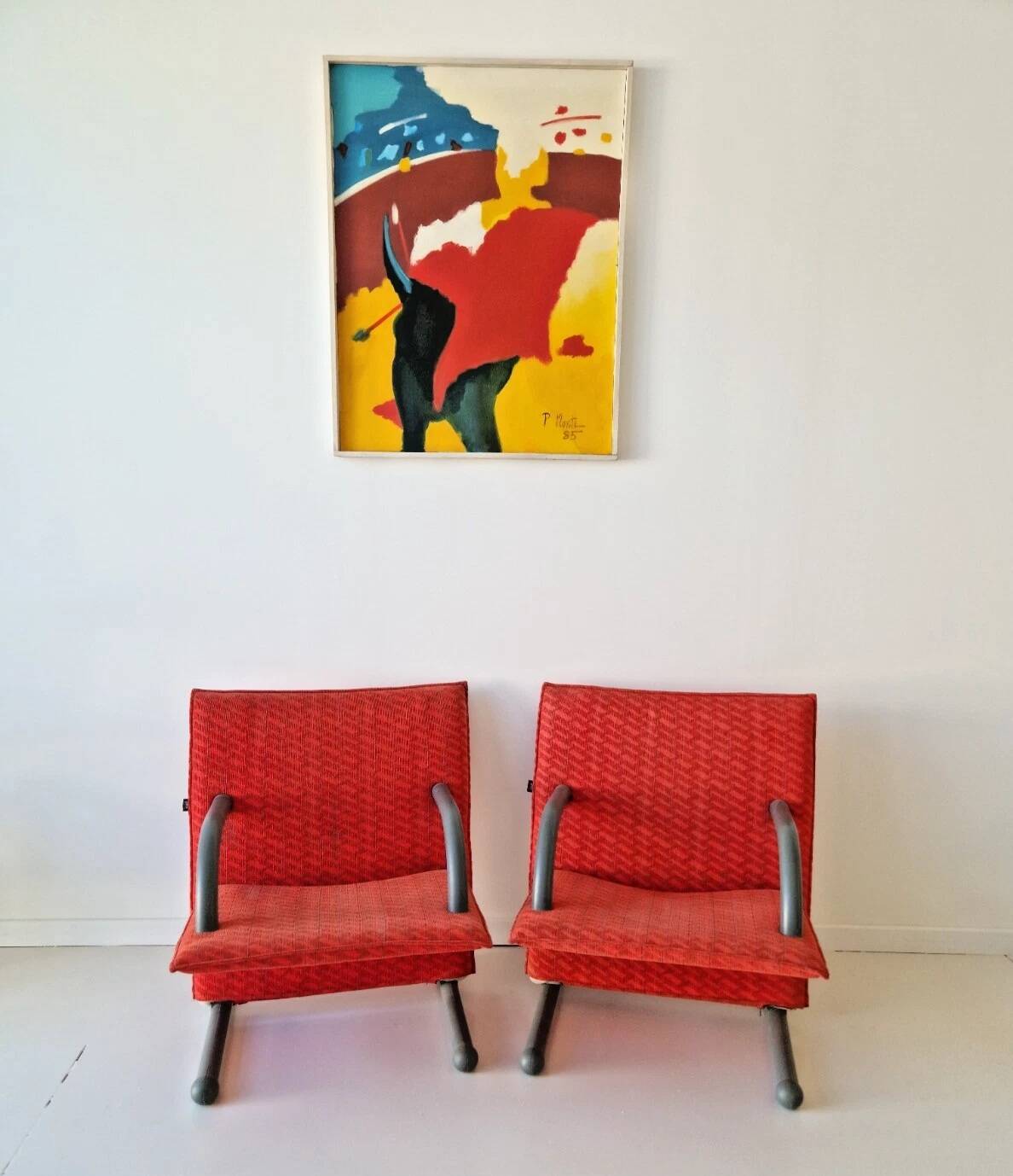 Authentic ARFLEX Italy T-Line lounge chair pair