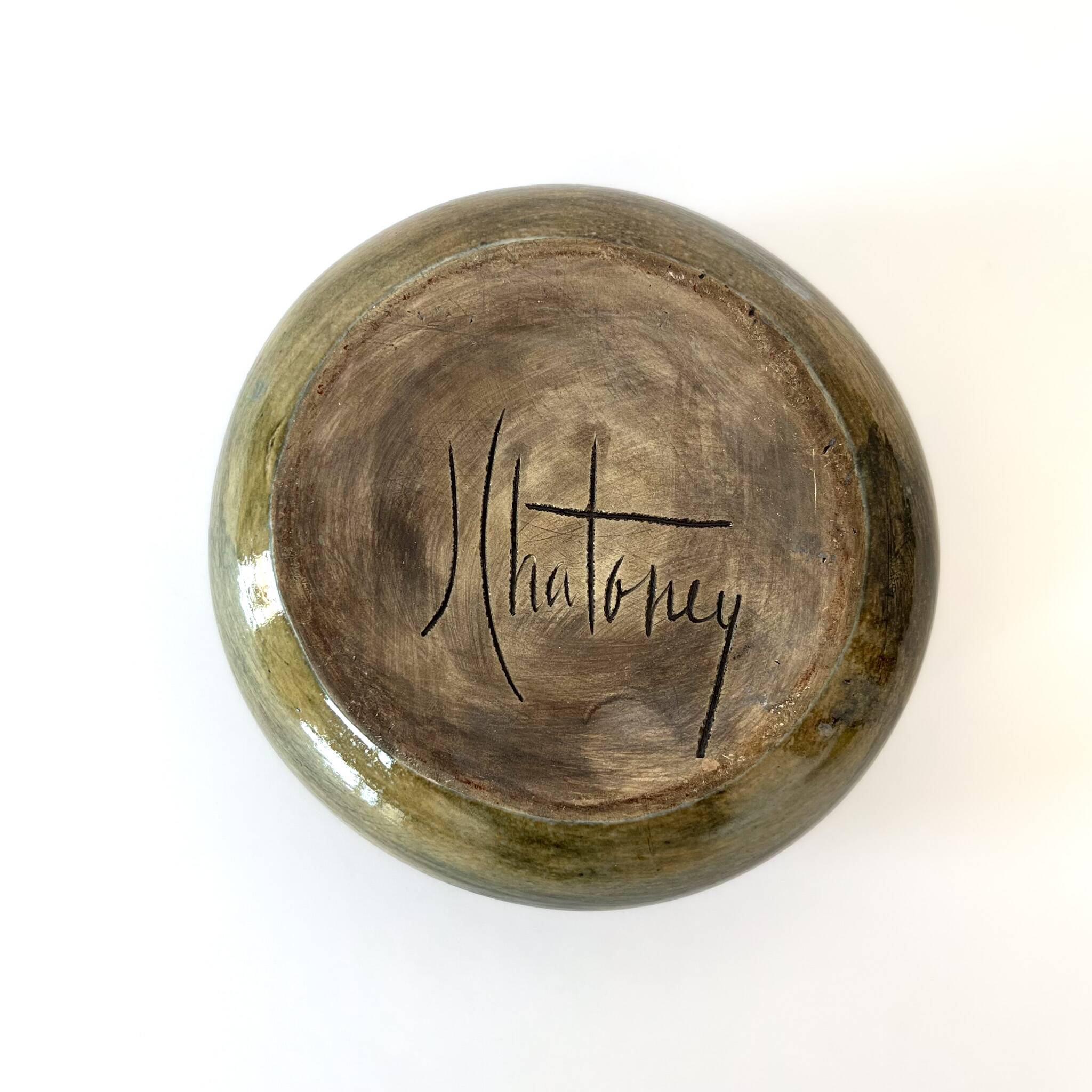 Jean Chatoney glazed ceramic round vase - 1960s Vallauris