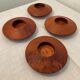 Series of 4 vintage elm magnifying glass candlesticks