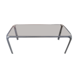 Table basse chrome et verre fumé