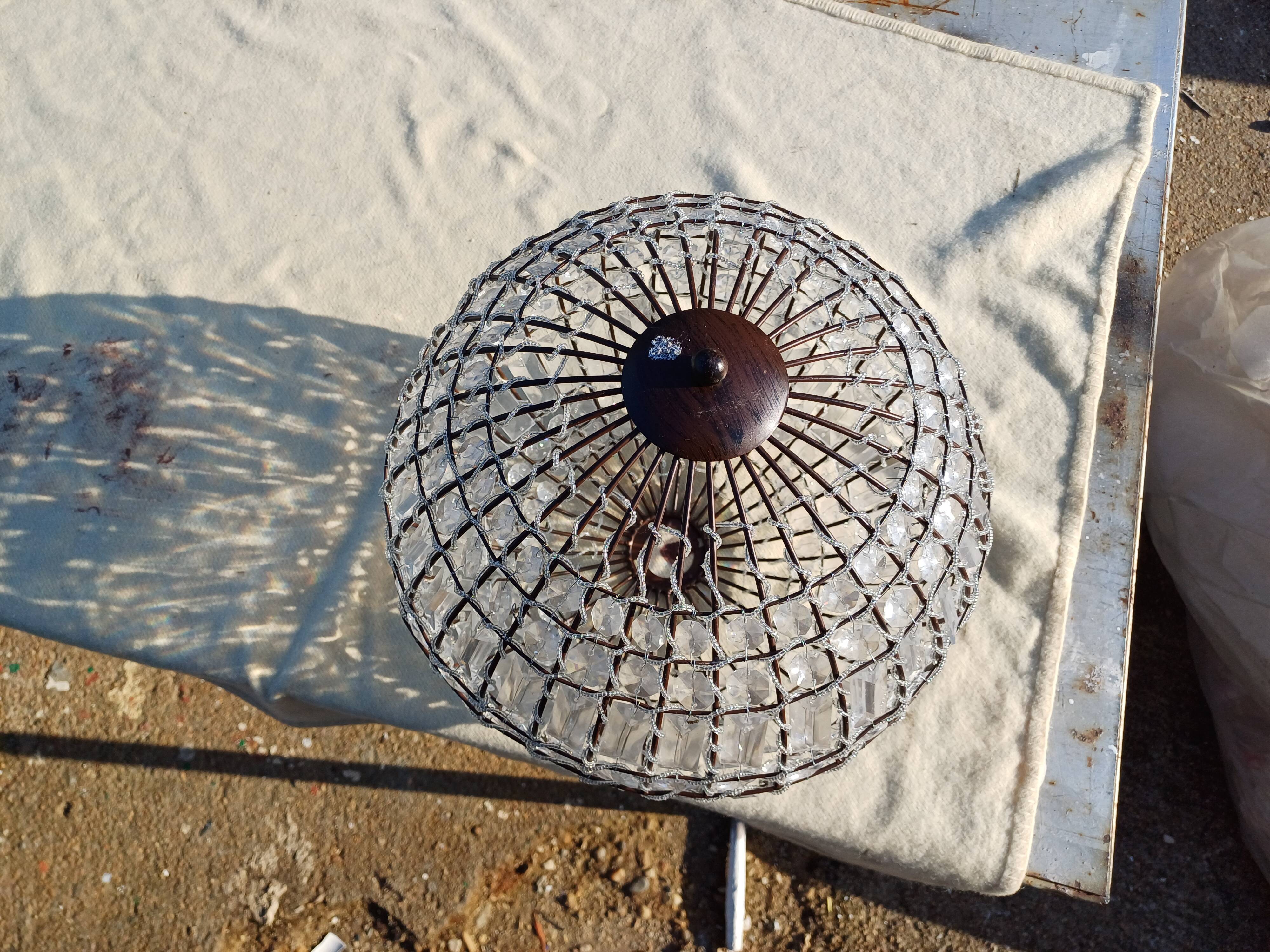 Lustre rond a pampilles verre