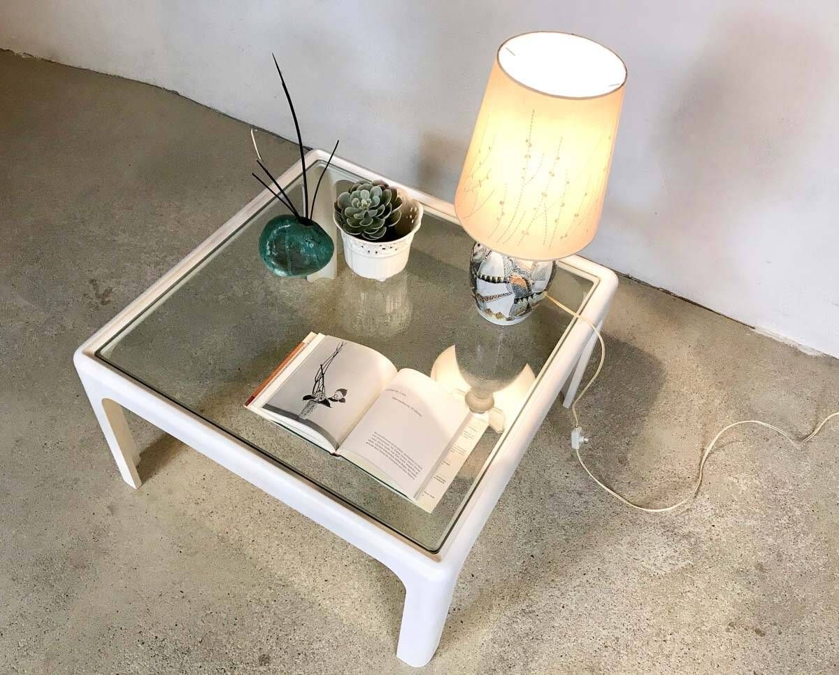 Coffee table with glass top by Peter Ghyczy for Horn Collection, 1960s