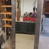 Antique mirror beveled restyled silver patinated black 58x159cm