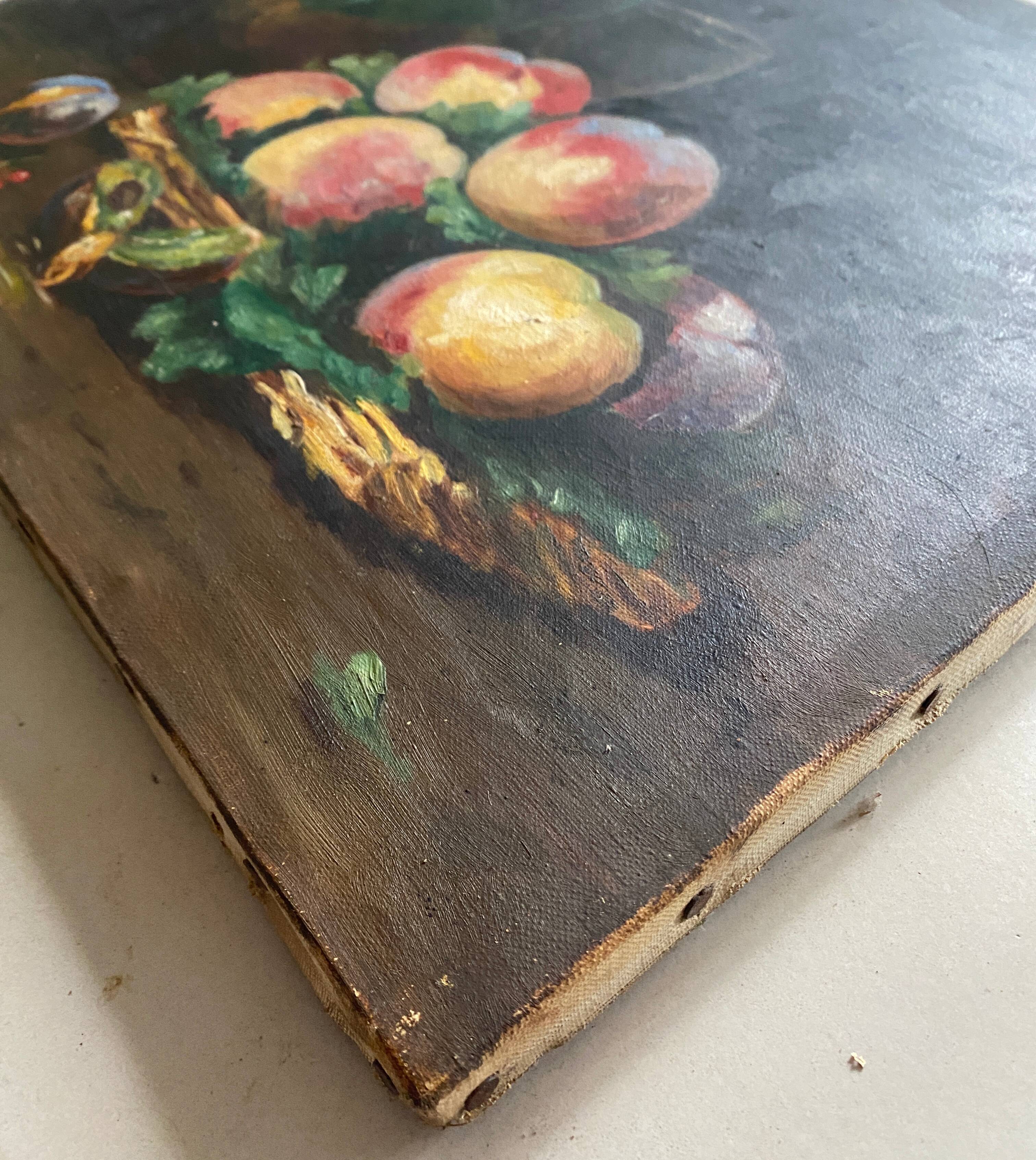 HST (XIX°) "Still Life with Peaches and Pitcher"