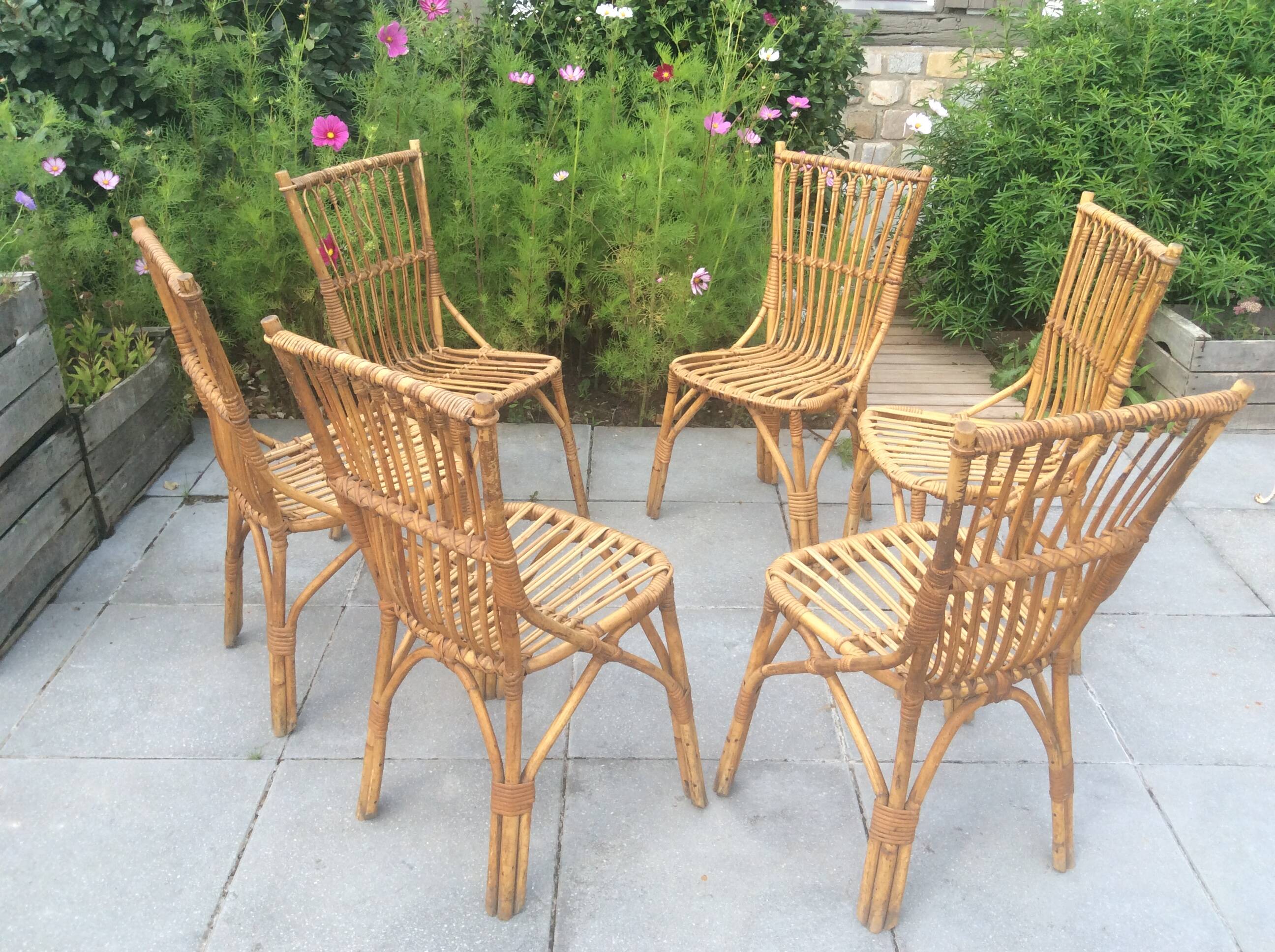 6 rattan chairs
