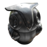 Vintage owl shaped ice bucket, brushed aluminum, made in Italy