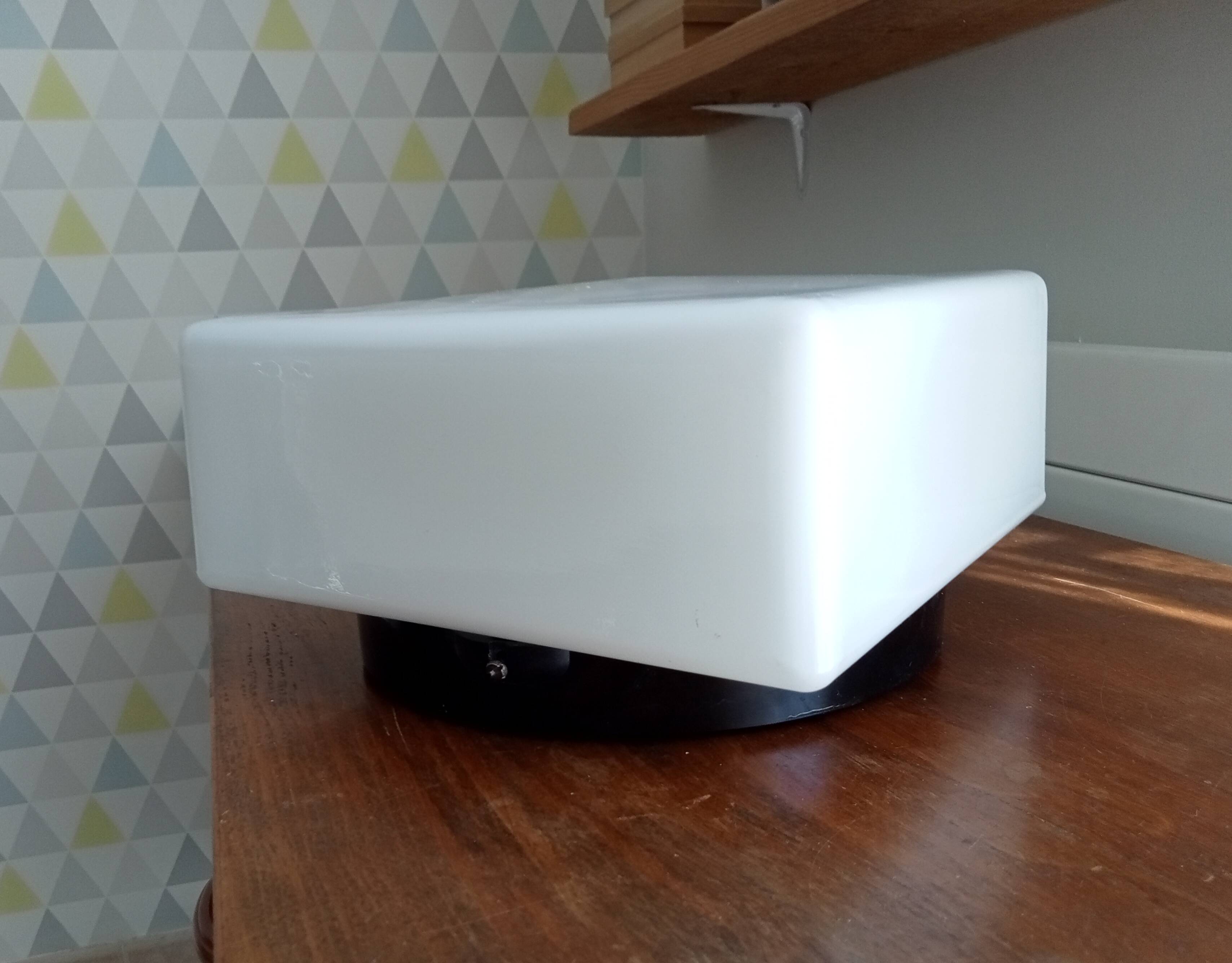 70s bakelite and opaline ceiling light signed Vianne