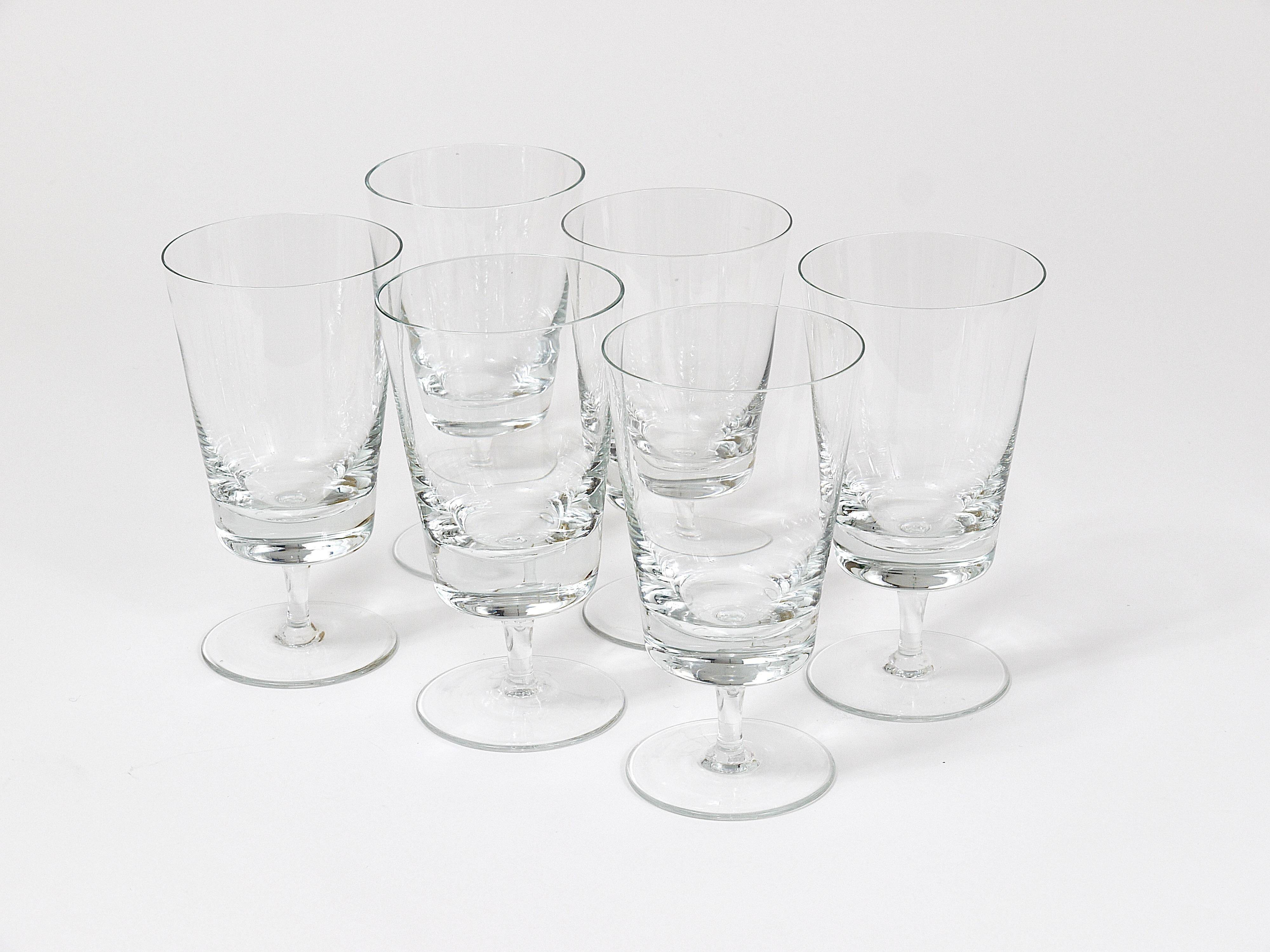 Set of six mid-century crystal wine glasses, Austria, 1950s.