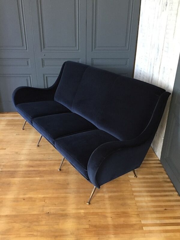 Canapé 3 places en velours par Erton, vers 1950