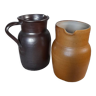 Duo of large stoneware pitchers, raw & authentic craftsmanship