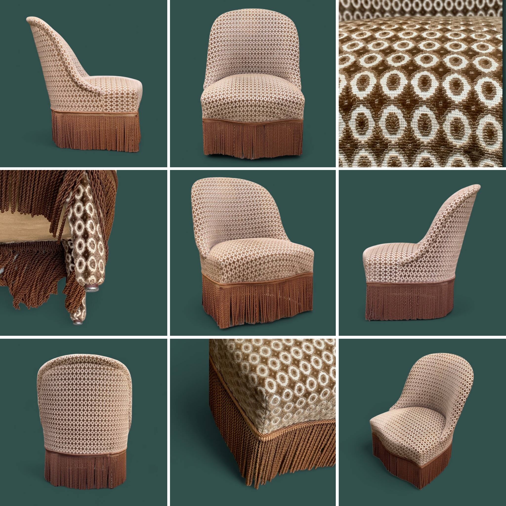 Vintage chocolate velvet toad armchair