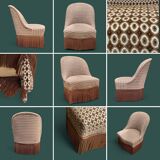 Fauteuil crapaud vintage en velours chocolat