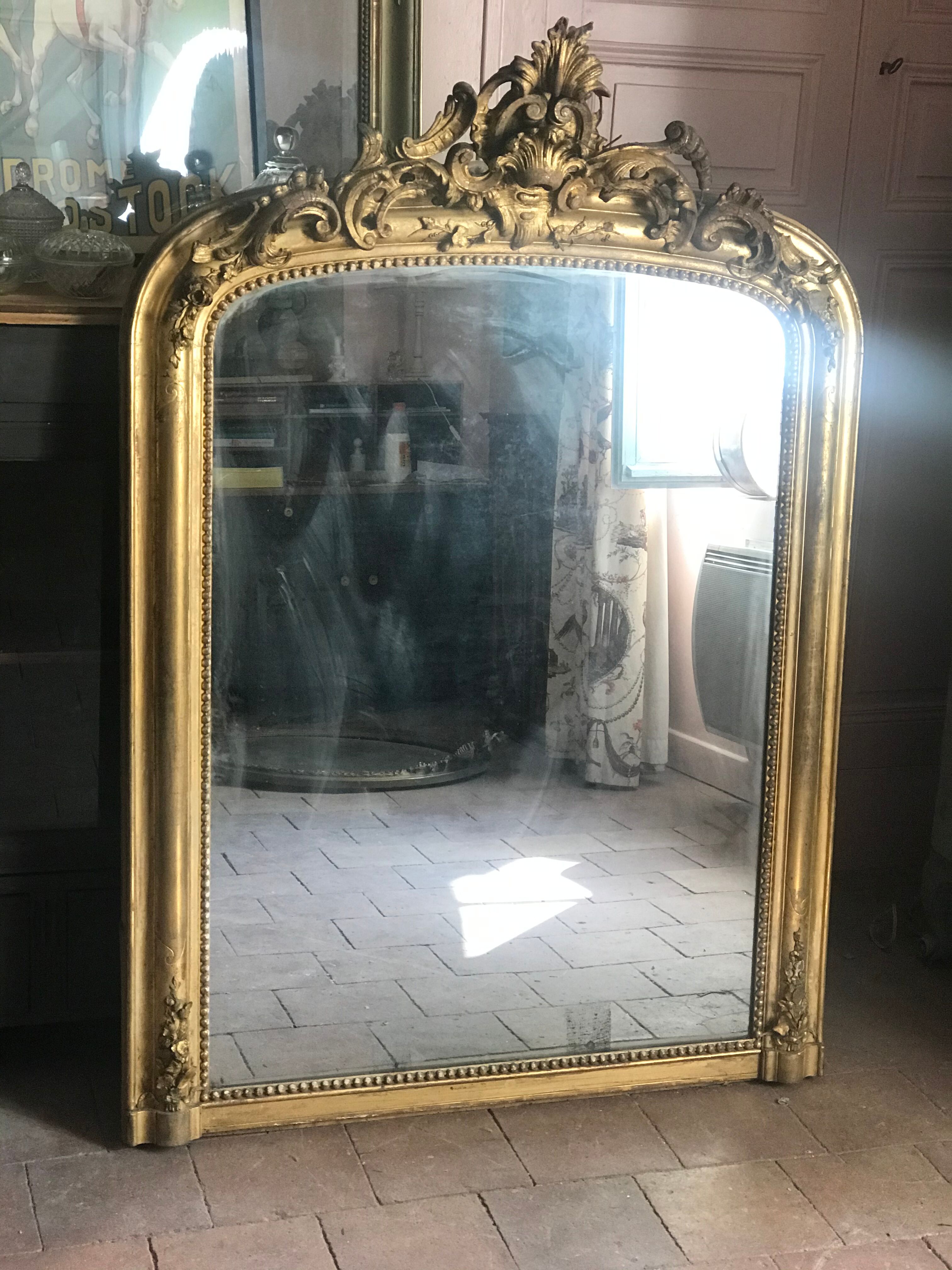 Large golden antique mirror  77x108cm