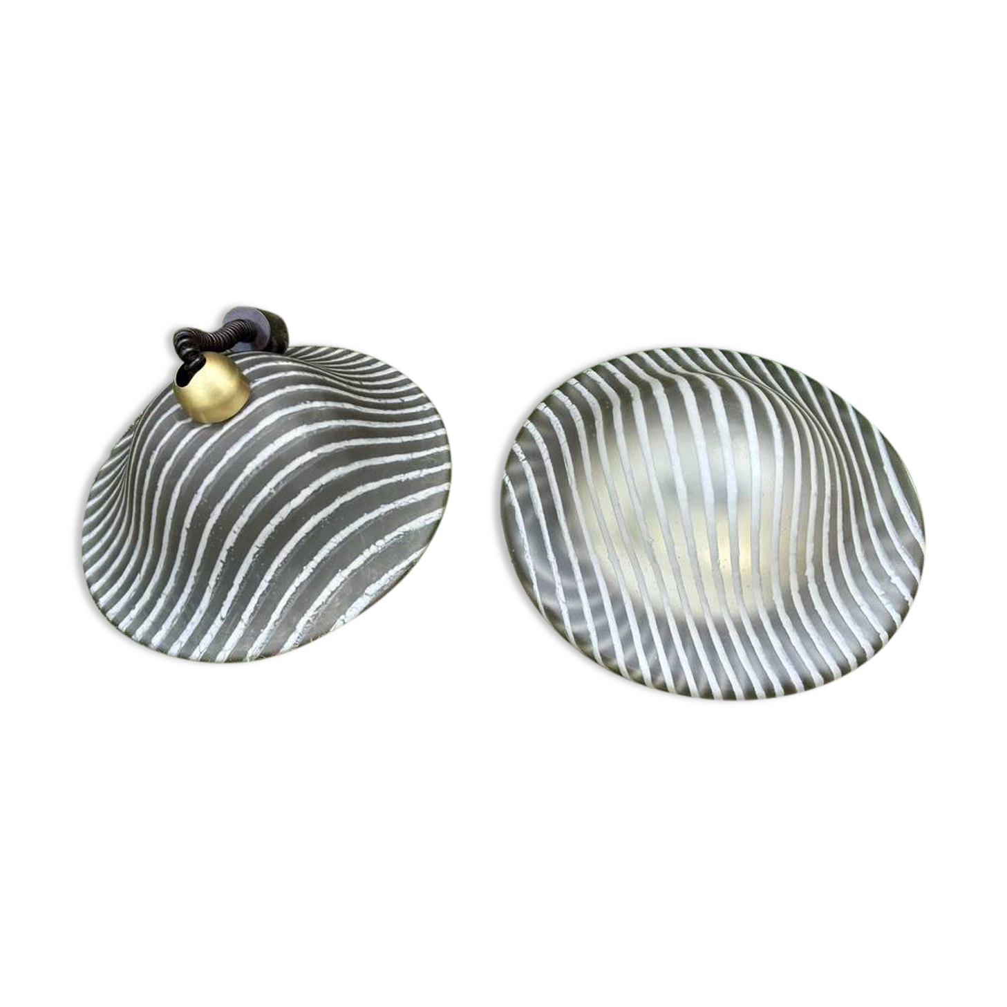 Peil & Putzler "Zebra" Glass Ceiling / Wall Lights — Pair, 1970s