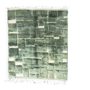 Custom Berber rug Taflou – Geometric patterns in green wool