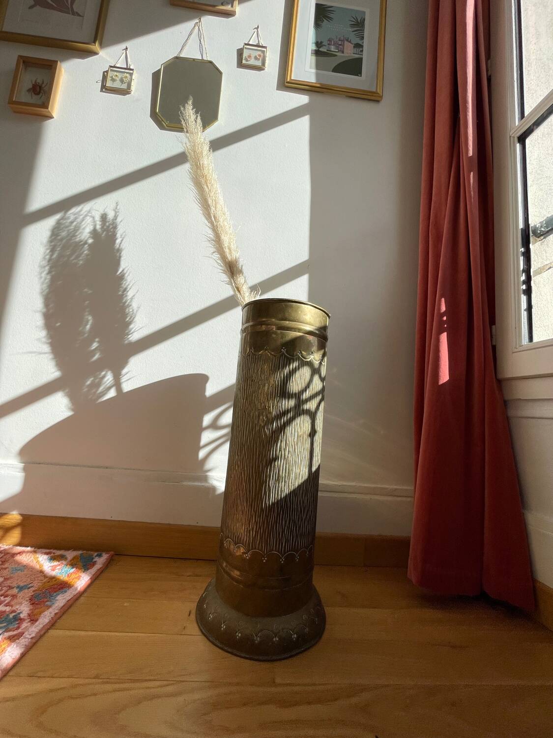 Gold metal umbrella stand