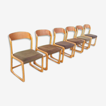 Set de 6 chaises traineau Baumann