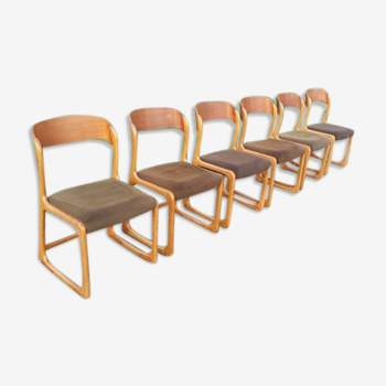 Set of 6 Baumann sled chairs