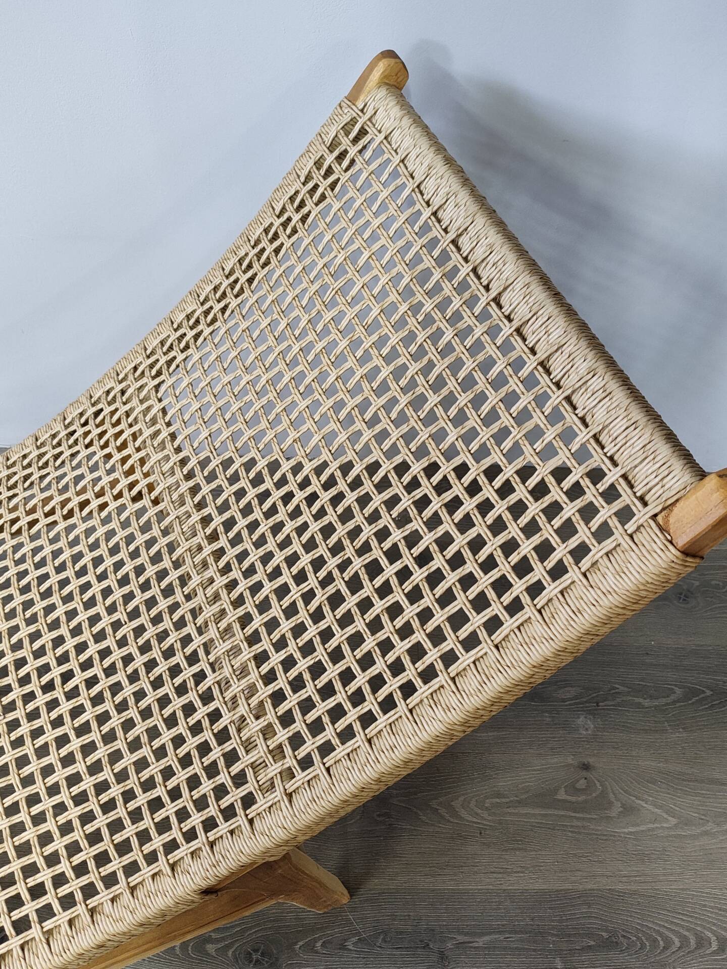Woven teak sun lounger/ deck chair