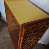 Bibus has 3 wooden and bamboo shelves from the 50s