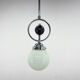 Suspension Art Déco chromée avec décor en bois