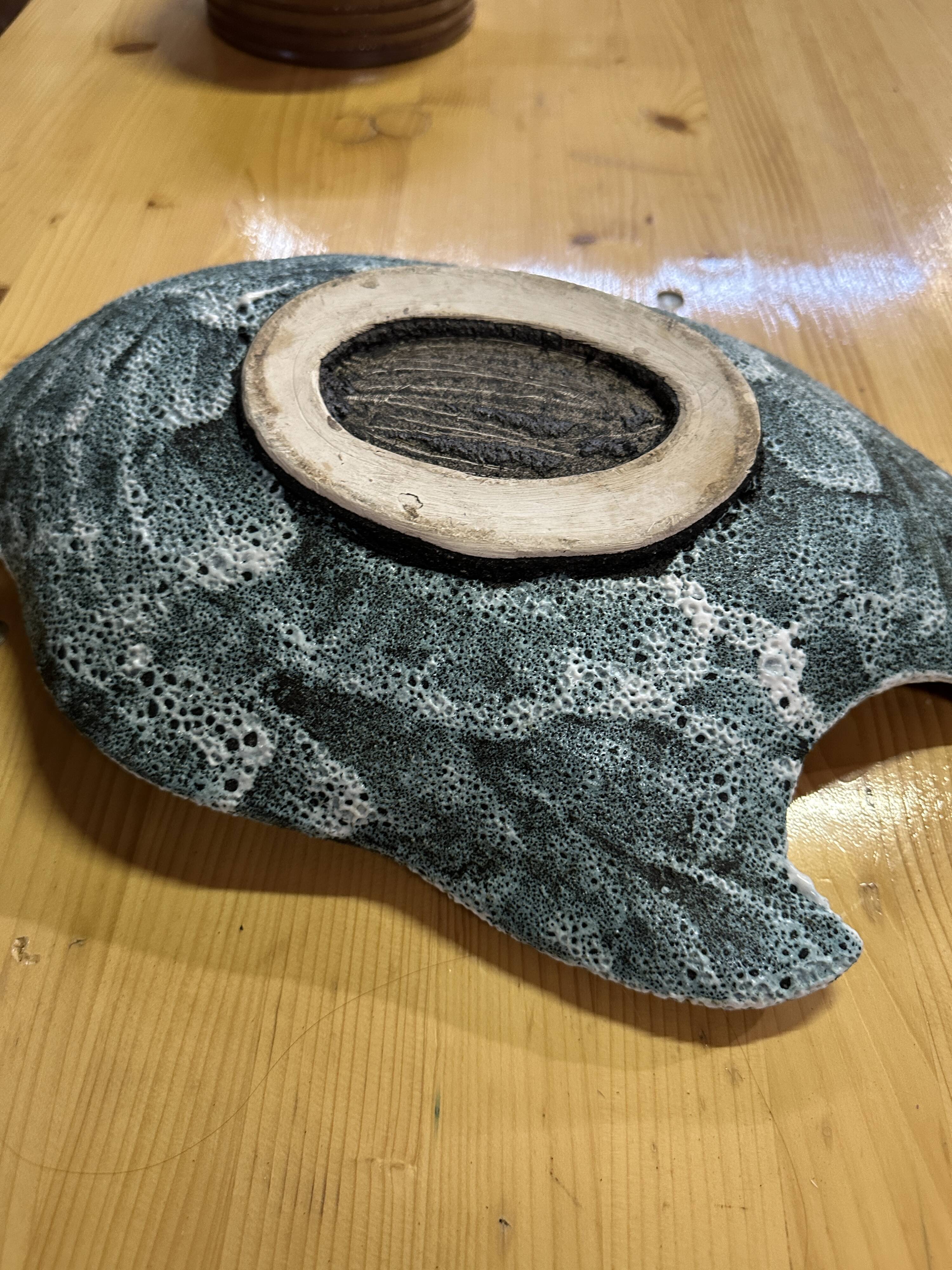 Vintage ceramic coupe plate "fat lava" from the Vallauris workshop, 1960s-70s.
