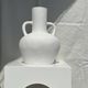 Large handcrafted terracotta vase painted white with double handles H40 D30