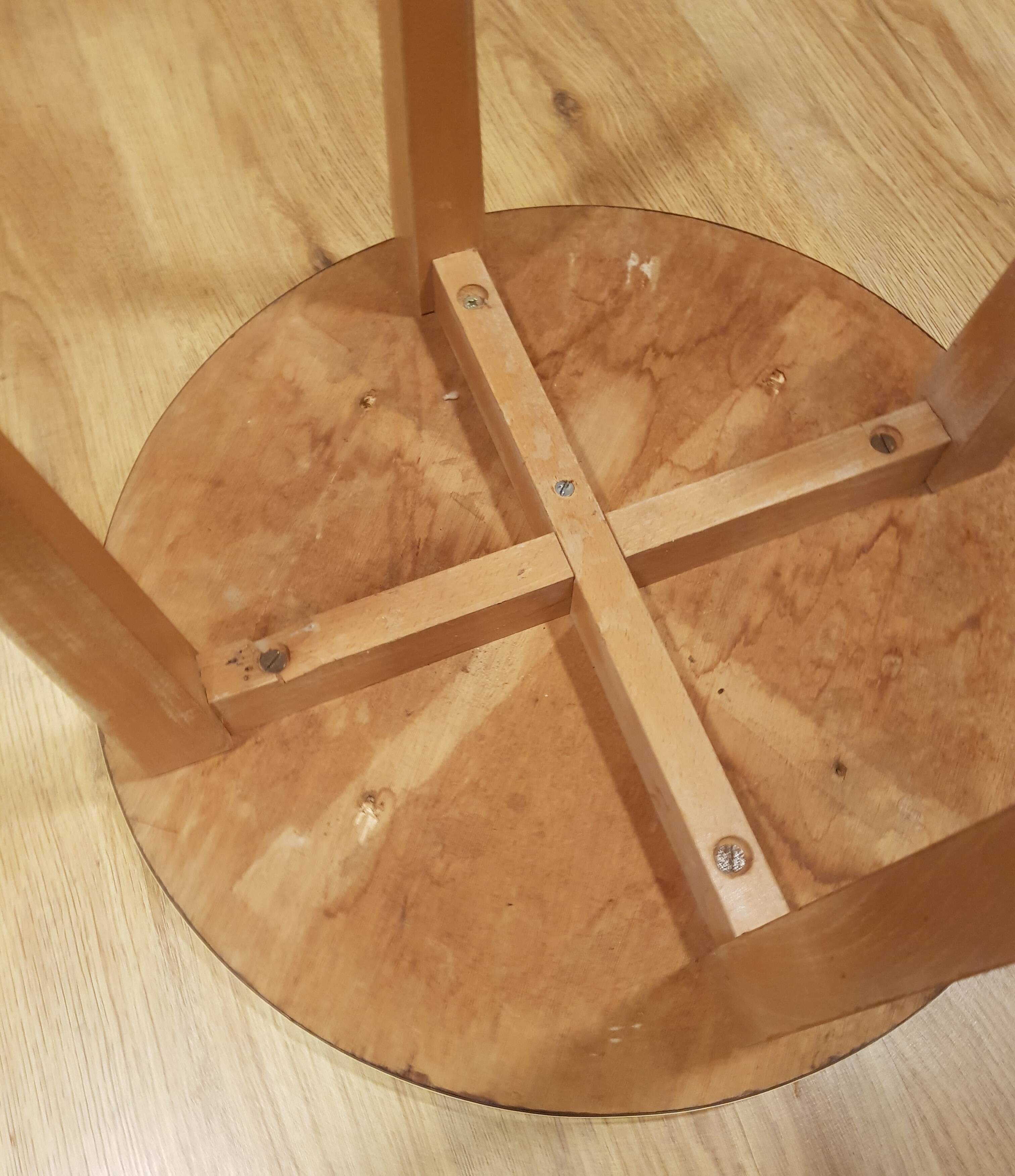 Yellow formica & wood side table