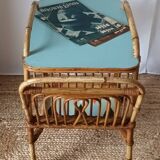 Vintage bamboo rattan serving trolley