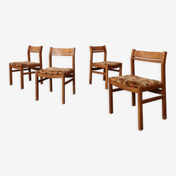Série de 4 chaises bois exotique 1960
