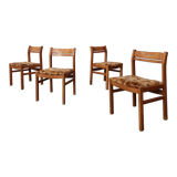 Set of 4 exotic wood chairs, 1960