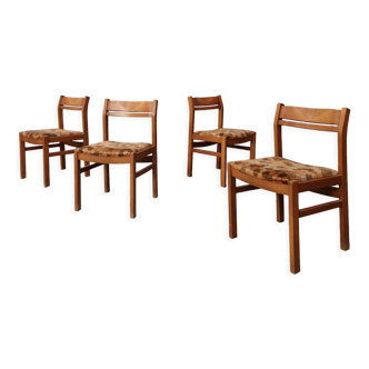 Série de 4 chaises bois exotique 1960