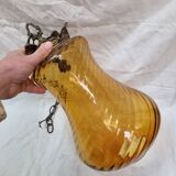 1960 amber glass & bronze pendant light