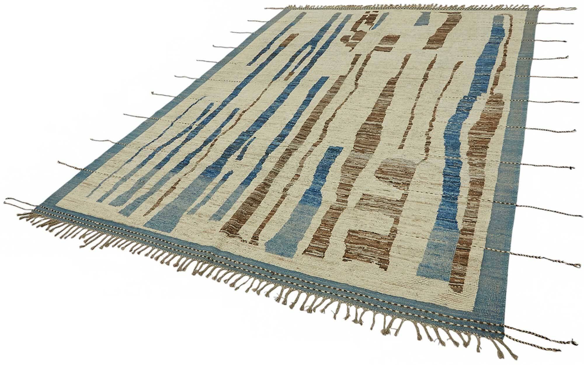 Hand-Knotted Tribal Unique 211 cm x 302 cm Blue Wool Carpet