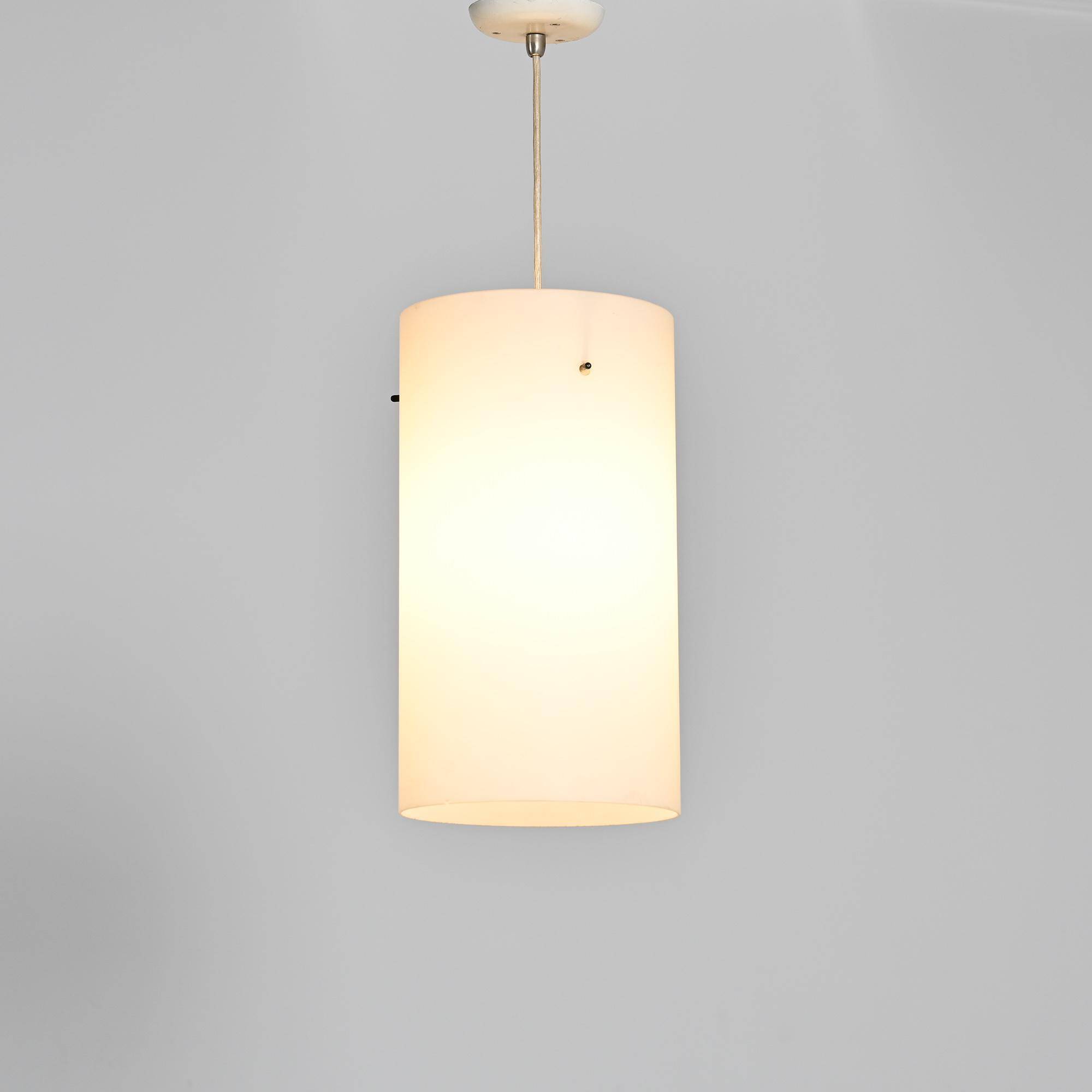 Opaline glass cylindrical pendant, 1970s
