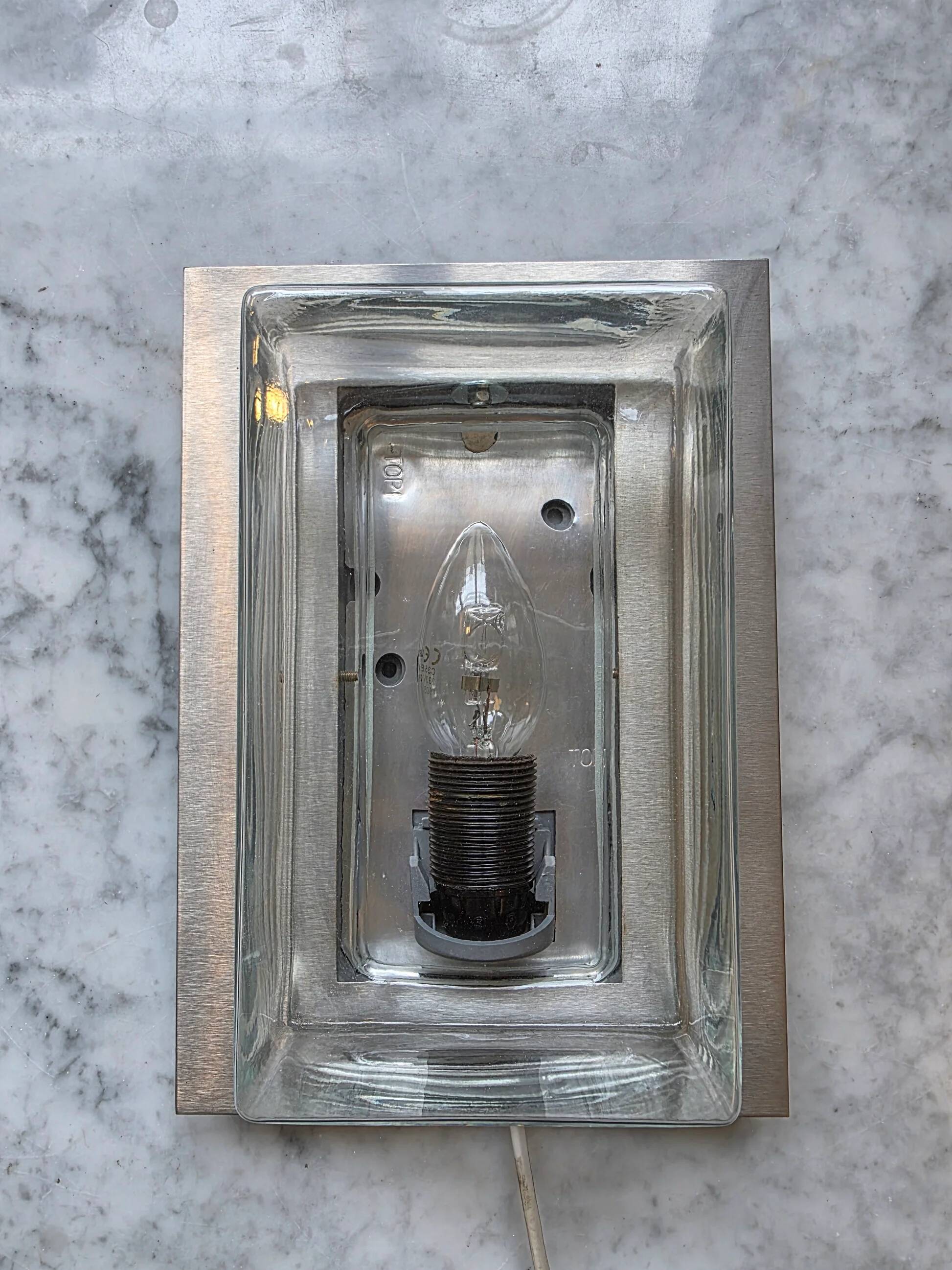 Stainless steel and glass wall lamp