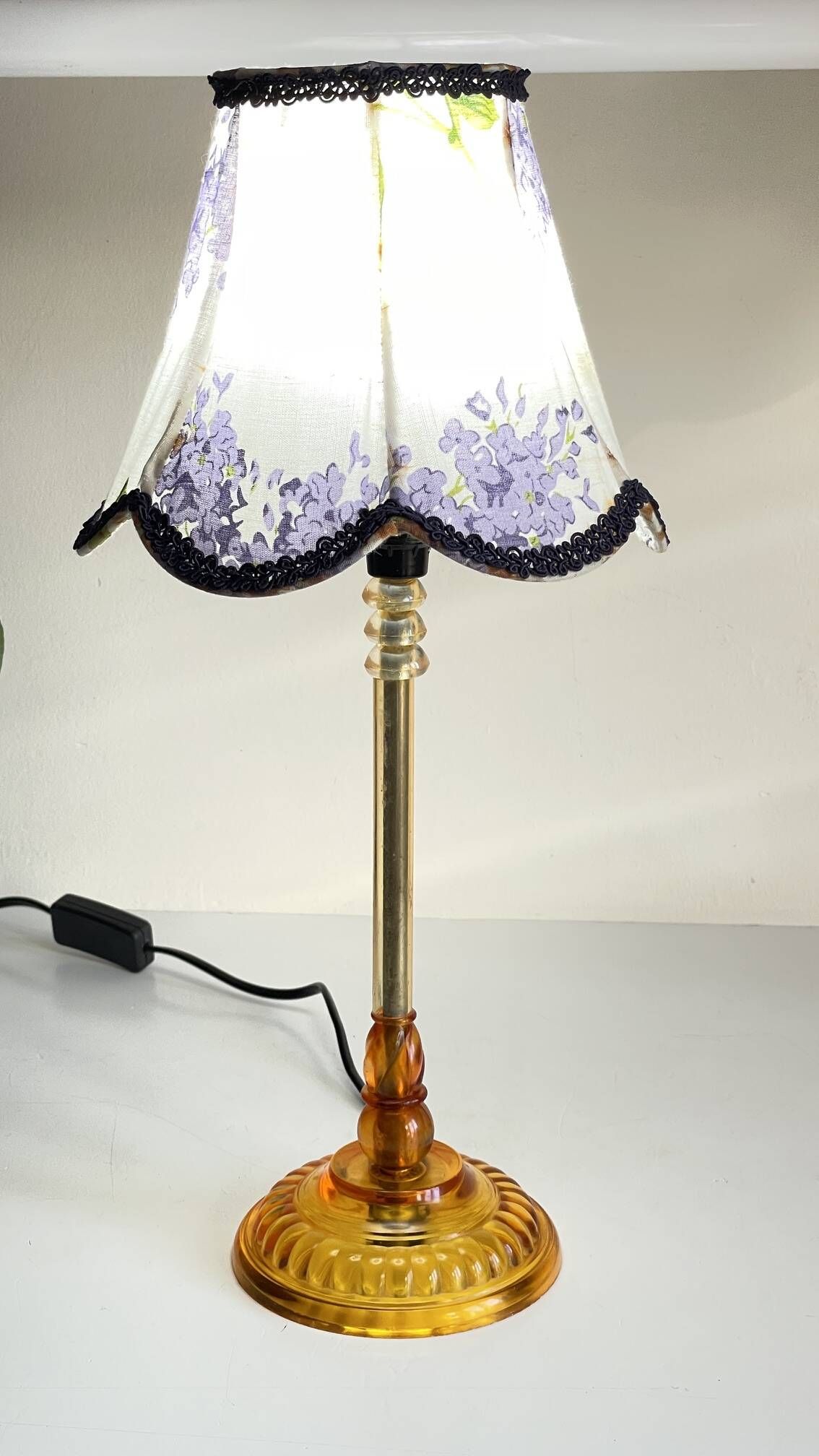 LAMPSHade Plexiglass and Lilac Fabric VINTAGE