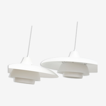 Pair of White pendant lamps, Denmark 1970s