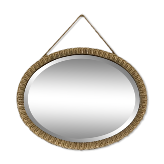 Bevelled oval mirror gilded wood 43x34cm