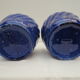 Pair of cache-old pots in midnight blue and gold ceramic