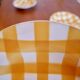 6 hollow plates with yellow and white checkered
