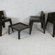 Ensemble ode 3 chaises et 1 table basse fibre de verre, couleur chocolat, France, cira 1970
