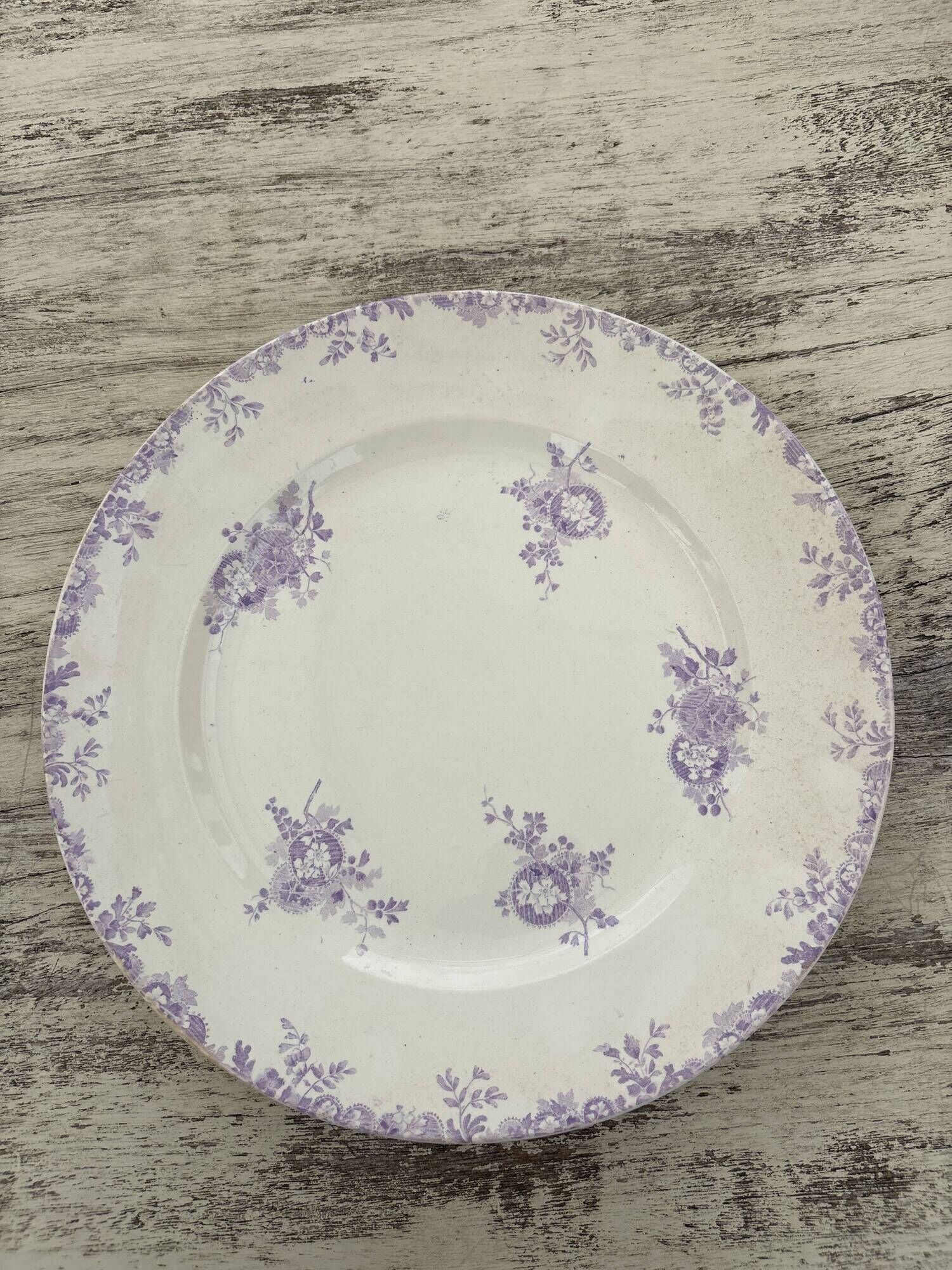 Antique Longwy Hanoï Serving Platter • Lavender Transferware, c.1890–1900 (