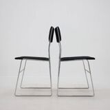 1970s Set of Four Minimalist Chrome Plated Dining Chairs, Czechoslovakia