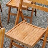 Set of 6 folding chairs in solid beech from the 70s