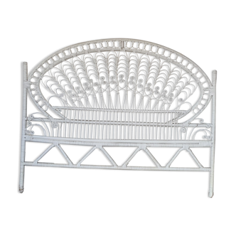 Peacock rattan headboard painted white