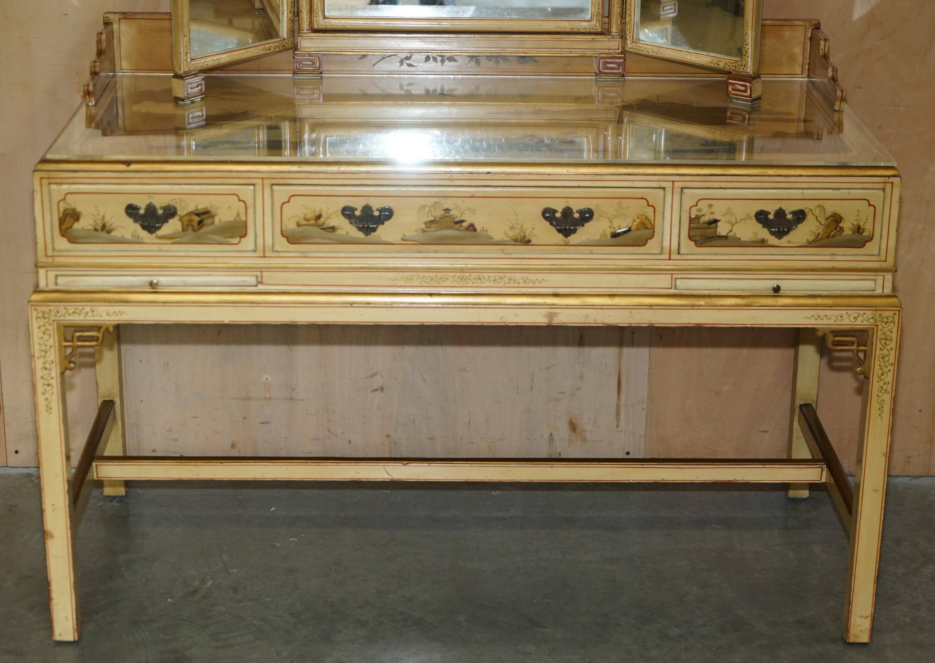 Chinoiserie dressing table in walnut with stool