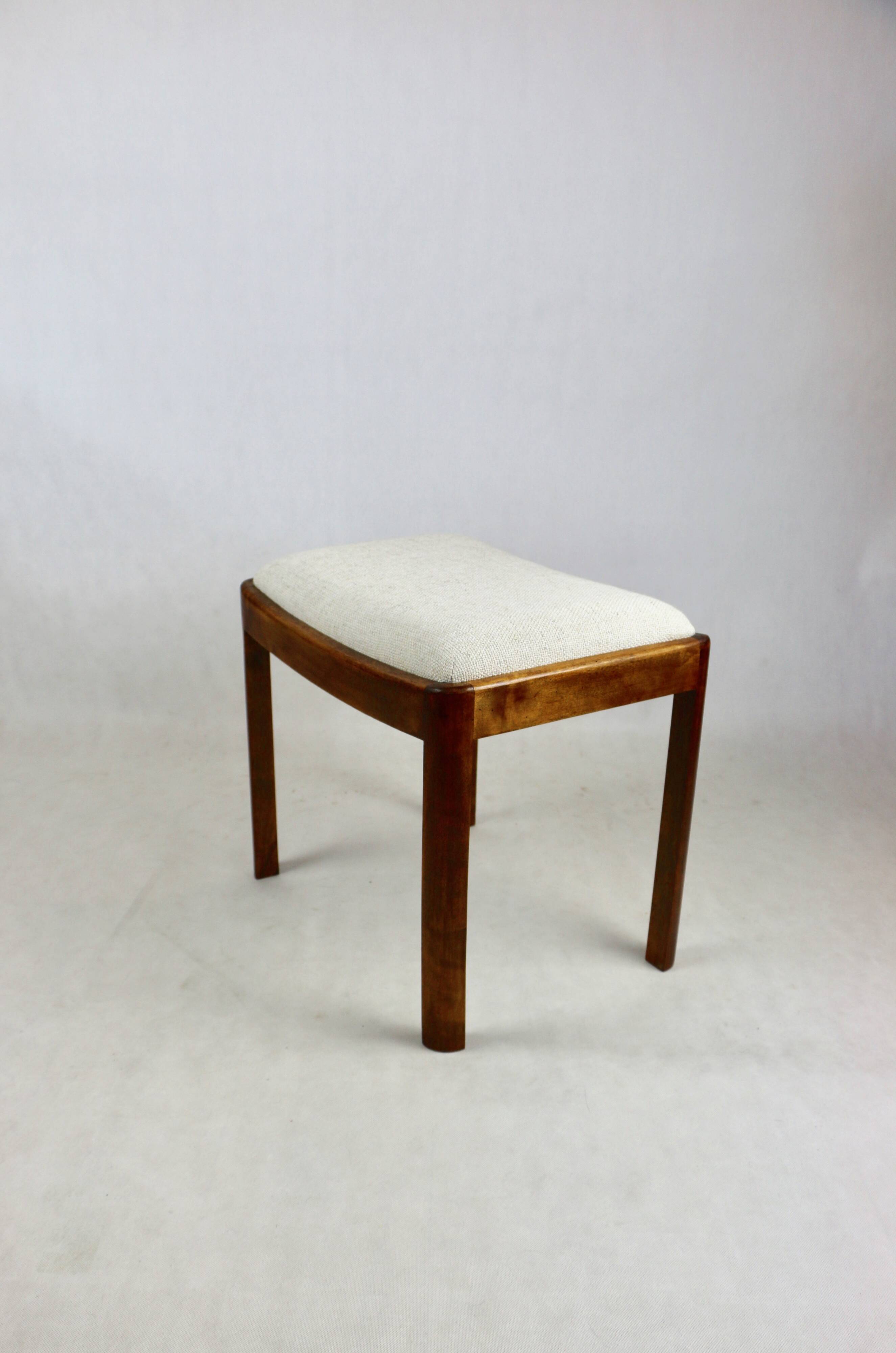 White stool seat natural fabric Art Deco